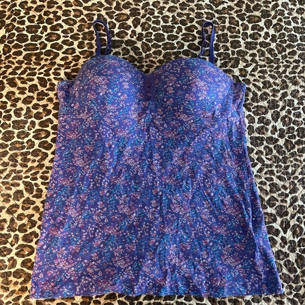 Floral Bustier spaghetti strap cami tank top - Picture 5 of 11